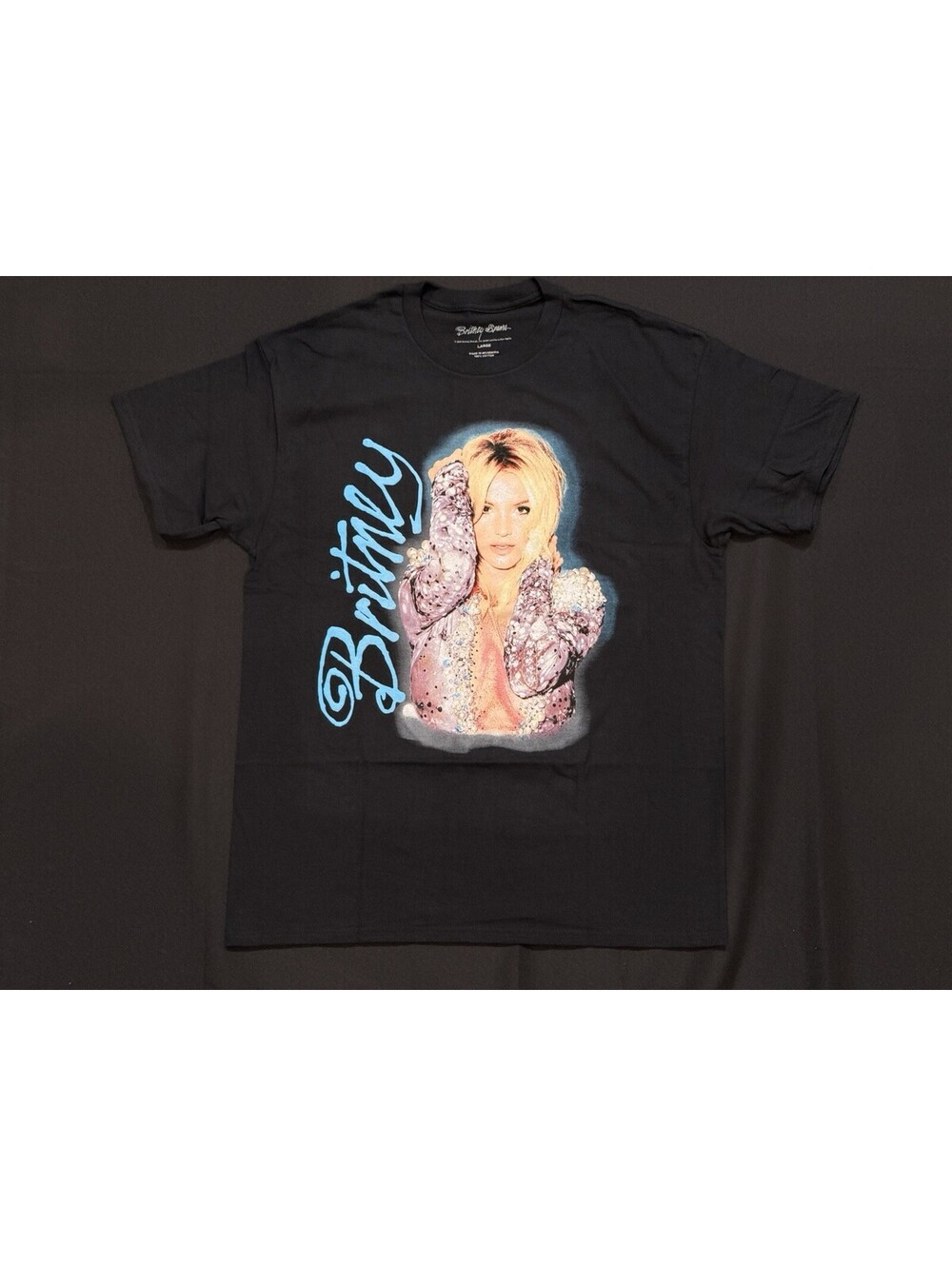 New Licensed Britney Spears Men's T-Shirt Logo and Photo Black Size Large